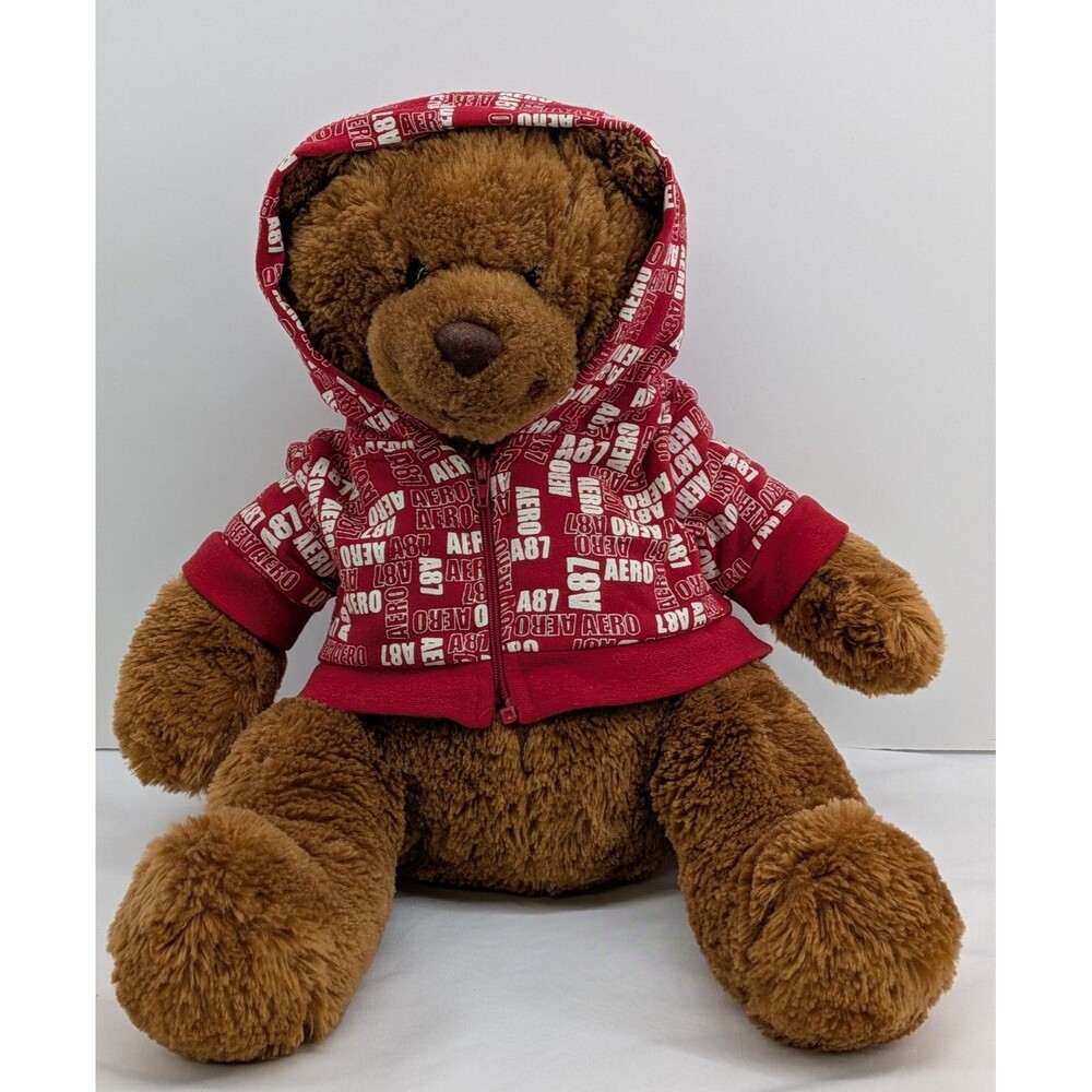 Aeropostale AERO A87 Brown Teddy Bear Plush Stuffed Animal Red Hoodie Outfit